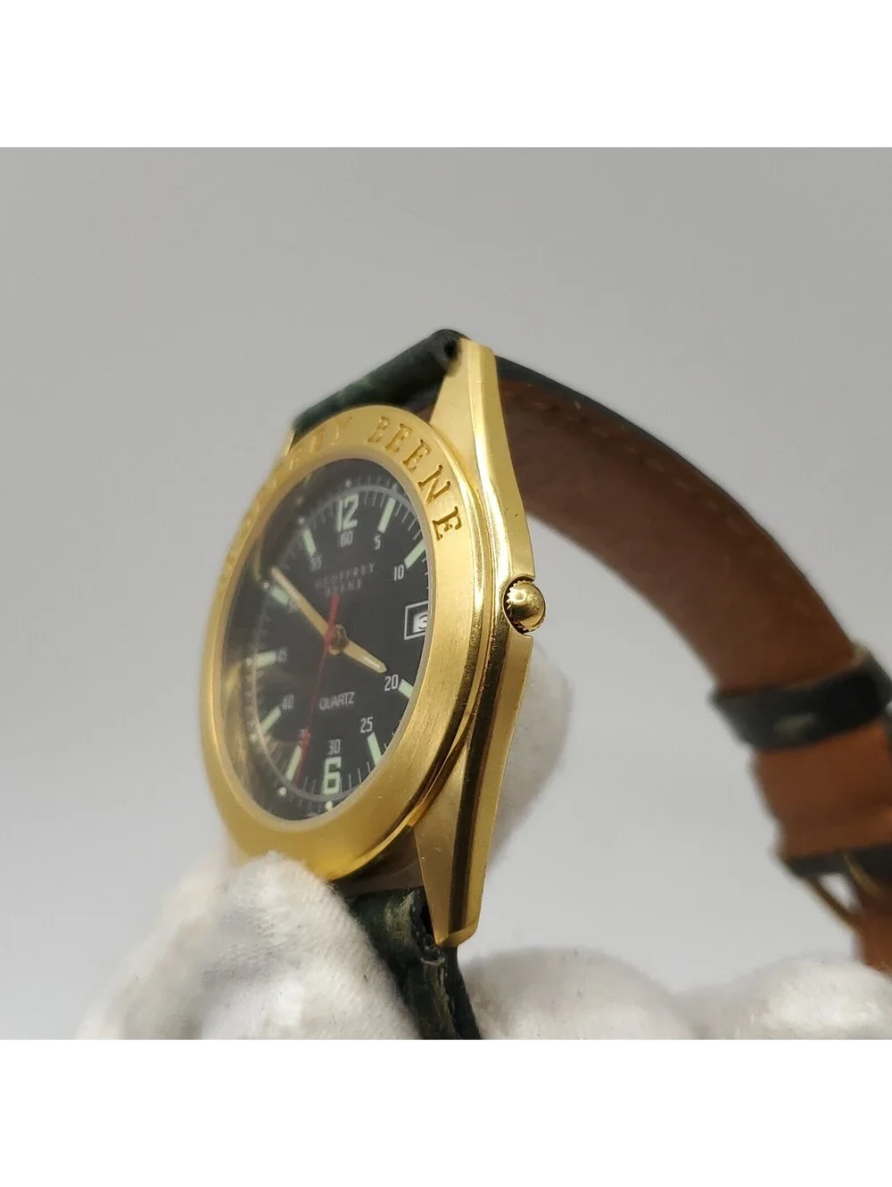 Geoffrey Beene Quartz 36mm Black Date Dial Mens Watch New Battery